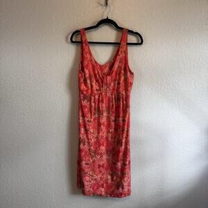 Fresh Produce Dress Size Small Coral Pink Drape Floral Jersey Tank Summer Casual